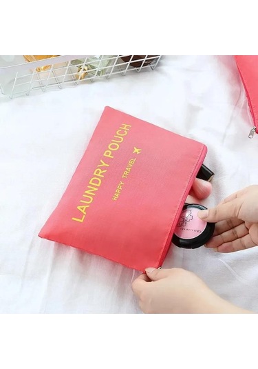 6 Adet/takım Seyahat Saklama Çantası Büyük Kapasiteli Su Geçirmez Bagaj Giyim İç Çamaşırı Saklama Çantası Fermuarlı Çanta Karpuz Kırmızısı