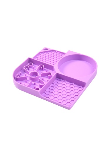 Qingmipy Mor Silikon Köpek Yavaş Yeme Matı, Çekmeceli Kare, Farklı Yemek Yerleştirme, Duş Veya Oyun Sirki, Evcil Hayvan Tutturucu Diğer