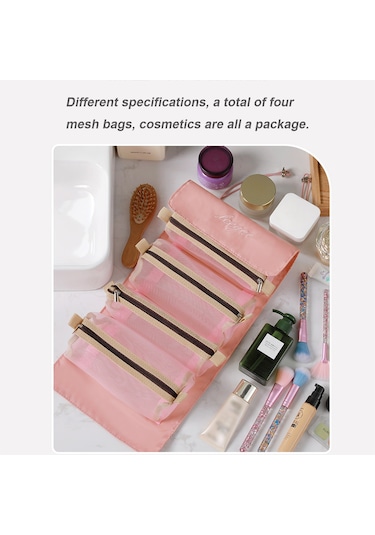 Moveevo 4'ü 1 Arada Makyaj Kozmetik Çantası Tuvalet Çantası Taşınabilir Büyük Kapasiteli Katlanır Depolama Düzenleyici