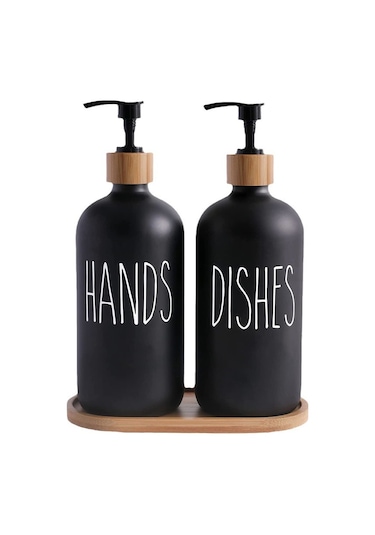 Teltree 500ml Ahşap Kapaklı Boston El Dezenfektanı Ve Şampuan Pompalı Set - 2'li Diğer