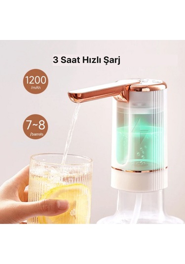 Zaman Ayarlı Katlanır Musluk 1200 Ma Bataryalı Usb İle Şarj Olabilen Elektronik Damacana Su Pompası Ak27yt0027