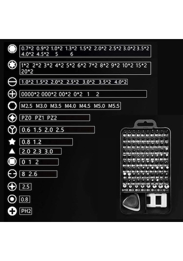 115 Parça Manyetik Tornavida Seti Profesyonel Onarım Kiti, Laptop, Telefon, Saat Tamiri İçin
