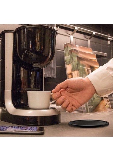 Xurunkeji Bardak Altlıkları Bardaklar 8'li Set Silikon Bardak Altlıkları Yuvarlak Tasarım Siyah Bardak Altlıkları İçecekler, Bar, Bardaklar, Cam İçin - Masa Siyah