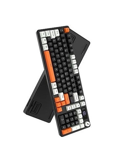 Klavye Gaming Oyuncu Lcd Rgb Kablosuz-bluetooth Mekanik Tk-15 Siyah Turuncu