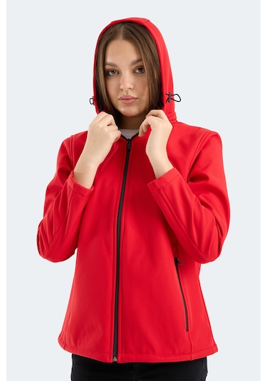 Slazenger Heat Control Kadın Çıkarılabilir Kapüşonlu Kırmızı Mont & Kaban Kırmızı