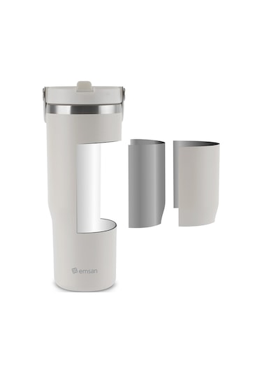 Emsan Star Ice Pipetli Çelik Sızdırmaz Termos Krem 900 Ml Krem