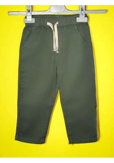 Erkek Bebek Keten Beli Paçası Lastikli Pantolon-15708 Yeşil