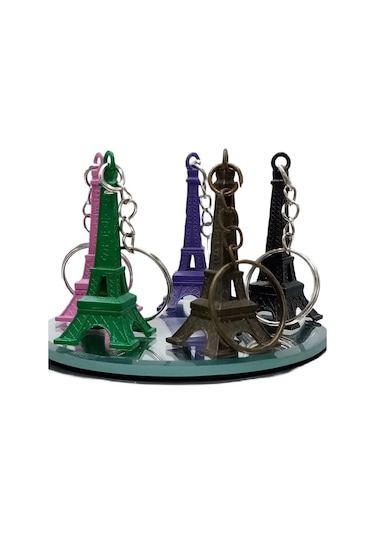 Paris Eyfel Kulesi 3D Metal Anahtarlık Renkli 5 Adet