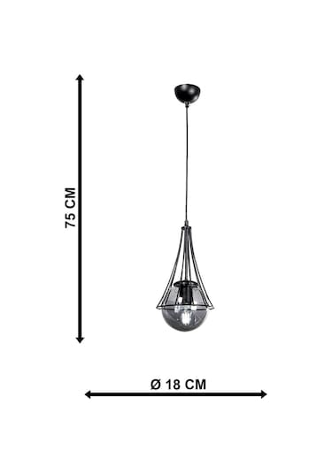Lapis Tekli Siyah-Füme Glop Camlı Avize