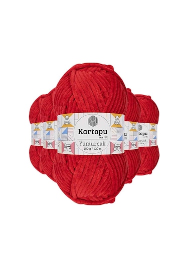 5 Adet Yumurcak Kadife El Örgü İpi Açık Kırmızı K165