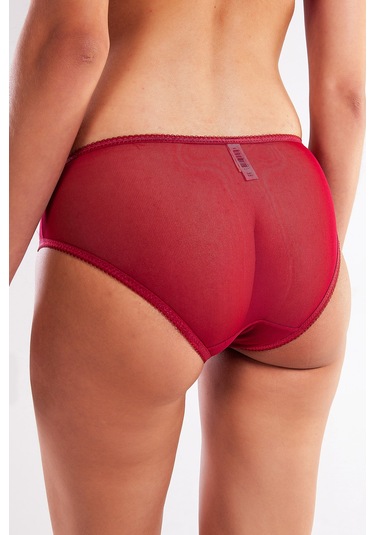 Golshan Gaspara Mini Slip, Kadın Güpürlü Tüllü Şarap Renkli Normal Kesim Külot Çok Renkli