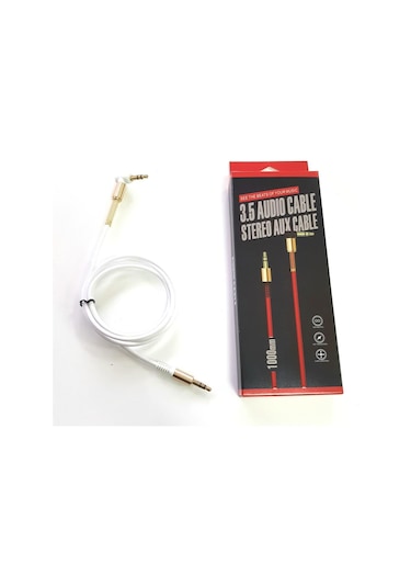 Electroon 3 5Mm Stereo Gold Beyaz Silikon Aux Kablo 1Mt