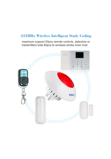Gajeena Keruı 433mhz Kablosuz Alarm Siren Ve Flaşör, Kablosuz Dedektör Bağlantılı, Kr-j009 Model, Kırmızı Işık Ve Sesli Uyarı Sistemi