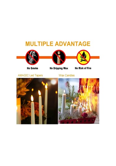 Alevsiz Led Konik Mumlar Uzaktan Titreşen Elektronik Mum Noel Cadılar Bayramı 12pcs Ivory Fildişi