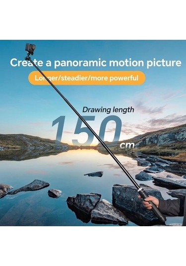 Tongxida 360 Derece Dönen 1,5m Selfie Çubuğu Katlanabilir Tripod Gopro Hero / Insta360 / Djı Osmo Action Siyah
