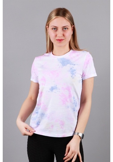 Kadın Bisiklet Yaka T-Shirt Tşört Pembe