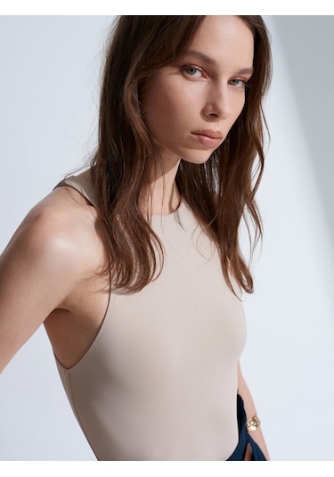 Dilvin 32836 Halter Yaka Bodysuit-taş