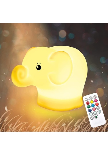 Çocuklar İçin Gece Lambası Uzaktan Kumandalı Fil Gece Lambası 7 Renk Kawaii Lamba Oda Dekoru Usb Şarj Edilebilir Sevimli Lamba Bebek Hediyeleri Diğer