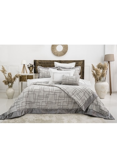 Megan 8 Parça Çift Kişilik Çeyiz Seti- Gri 240 X 260 Cm Gri