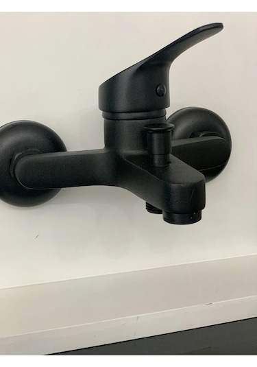 Mix Mat Siyah Banyo Duş Bataryası Aç Kapa Batarya Musluk Siyah