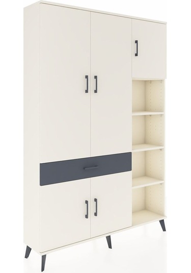 Arges Dolap 10 Raflı Tek Çekmeceli 5 Kapaklı 132x30x195 Aytaşı-aytaşı/antrasit Aytası/antrasıt