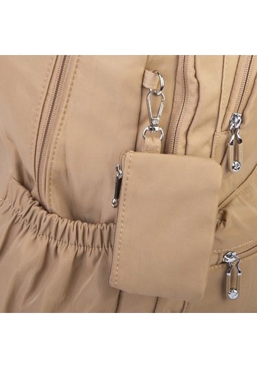 Nas Bag Unisex Büyük Boy Hafif Çok Gözlü Sırt Çantası Kum Kum - Bej
