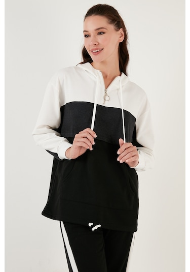 Lela Renk Bloklu Regular Fit Kapüşonlu Spor Bayan Takım 5863835 Antrasit