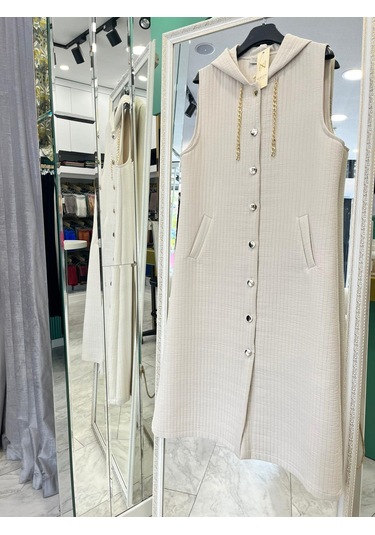 Nurgün Kapitone Yelek - Taş - 44 Taş