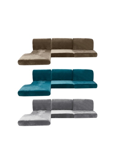 Xiyyadms Halka Kapalı Gri Gümüş Tilki Kadife Koltuk Kılıfı - Tam Kapama M Bedeni - Poliester Materyal Açık Gri