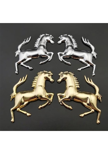 Altın Sağ-3d Metal Çalışan At Amblemi Süslü Çıkartmalar Ferrari 458 488 599 Araba Çamurluk Pencere Tampon Vücut Ro