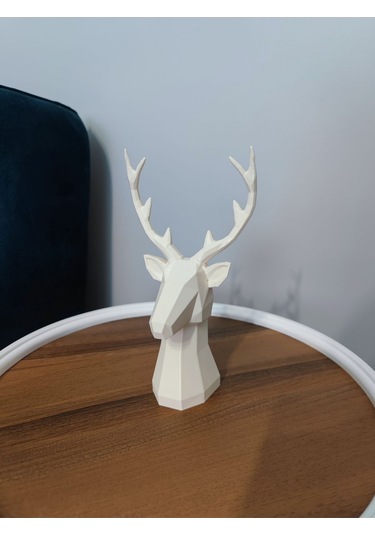 Geyik Figürlü Modern Dekoratif Hediyelik Biblo Kemik Beyazı 22cm Gizzstore Home