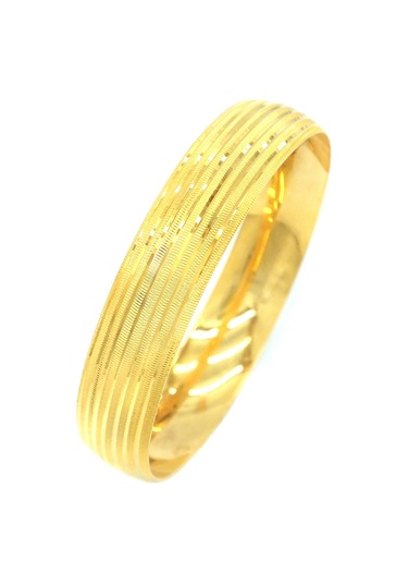Bz Altın Kaplama 1.5 Cm Dik Çizgili Bilezik Blz-3076 Altın