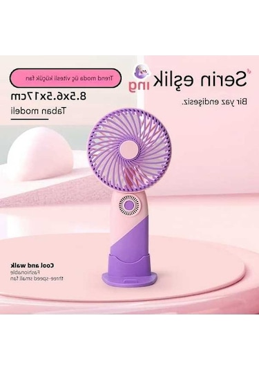 Supermarket1 Mavibazaar Usb Mini Fan - El Küçük Masaüstü - Öğrenci, Seyahat İçin - Pembe, Mor, Haki, Turuncu Mor