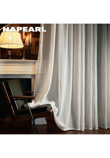 1 Adet Napearl Modern Beyaz Kumaş Yükseltme Çizilmeye Dayanıklı Tül Pencere Sırf Perde Oturma Odası Perdesi Ev Dekor İçin W100cm X L250cm