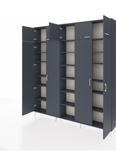 Arges Dolap 18 Raflı 9 Kapaklı 220x30x243 Antrasit-antrasit/antrasit Antrasıt/antrasıt