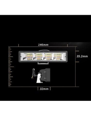 Point Off Road 12-24v Oto Gündüz Led Bar 6 Inç 24 Led Çift Renk Beyaz Sarı Çalışma Ve Sis Lambası 1 Adet