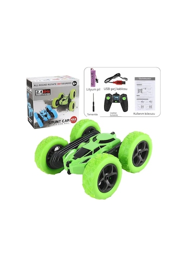 Seher Uzaktan Kumandalı Takla Atan Araba 360 Derece Döner Full Fonksiyonlu Araba Yeşil Renkli