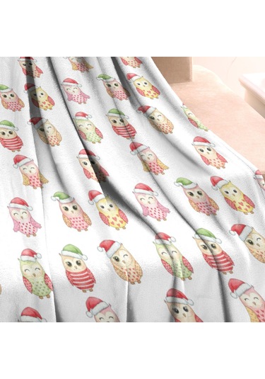 Noel Desenli 30x40 İnç Polar Battaniye, Yumuşak, Hafif Ve Kalın, Erkek, Kadın Ve Çocuk İçin Noel Baykuş Baba Noel