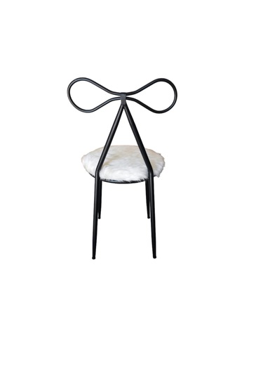 Fiyonk Makyaj Sandalyesi - Siyah İskelet Peluş Döşeme