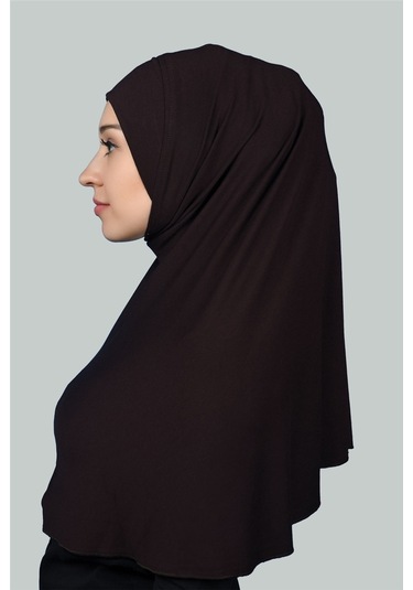 Hazır Türban Pratik Eşarp Tesettür Hijab - Namaz Örtüsü Xl Koyu Kahverengi