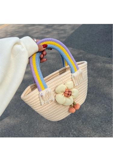 Saman Trendi Küçük Taze Çiçekli Çanta Moda Çanta-beyaz Kapalı Beyaz