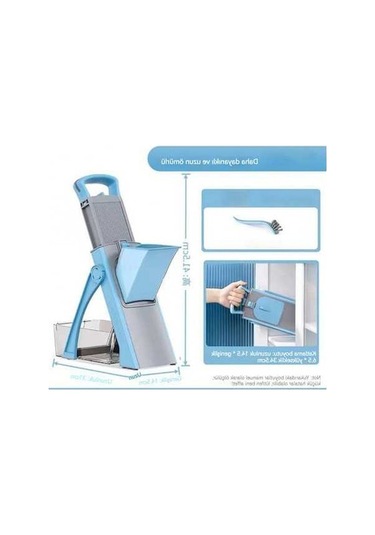 Pazly Çok Fonksiyonlu Mutfak Kesme Ve Rende Aleti, Mavi Renk, Pratik Kullanım Mavi