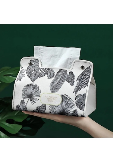 I-1 Adet Deri Doku Kutusu İskandinav Araba Doku Kutusu Ins Ev Oturma Odası Dekorasyon Yatak Odası Mutfak Masaüstü Saklama Kutusu Peçete Tutucu