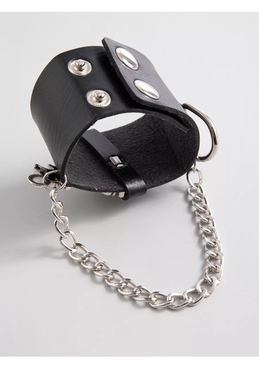 Tevdı Zincirli Kafatası Punk Metal Eko Deri Bileklik 198603655 Siyah