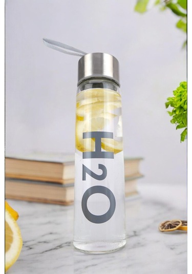 Digithome H2o Metal Kapaklı Cam Matara Gri - H2o81454 C1-1-18