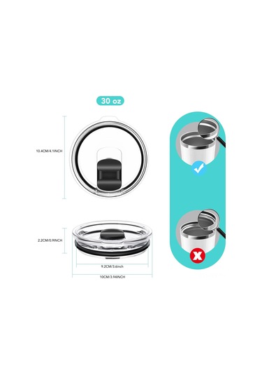 Geeroyoo 2 Adet Manyetik Kaydırmalı Kapağı, Sızıntısız Seyahat Kupa Kapağı, 14oz Kupa Ve 35oz Pipetli Bardaklar İçin Uyumlu, Bpa-sız Değiştirme Kapağı Siyah