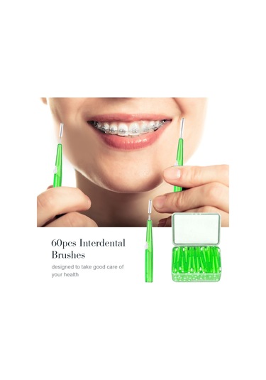Skycity 60 Adet 0.8mm Yeşil Fırça Ucu, Tıkanma Olmayan Tasarım, Yumuşak Telli, Aile İçin Oral Bakım Aleti