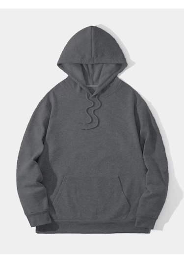 Snakewear Erkek Düz Kapüşonlu Sweat - Füme Füme