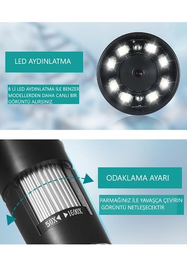 Bushman 1600x 2.mp Kablosuz Cmos 8 Led Digital Mikroskop