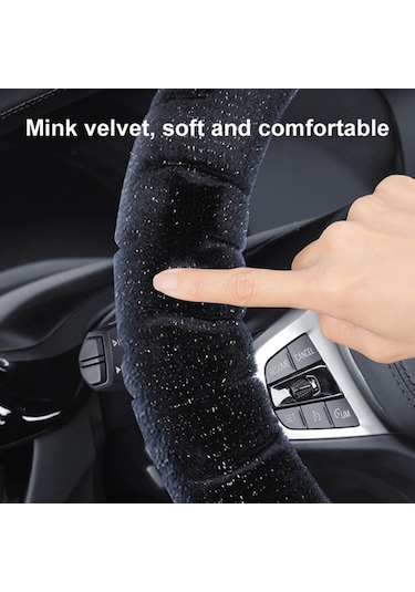 Cbtx 38cm D-şekilli Kabarık Direksiyon Kapağı Kısa Peluş Kaymaz Direksiyon Koruyucu - Gri